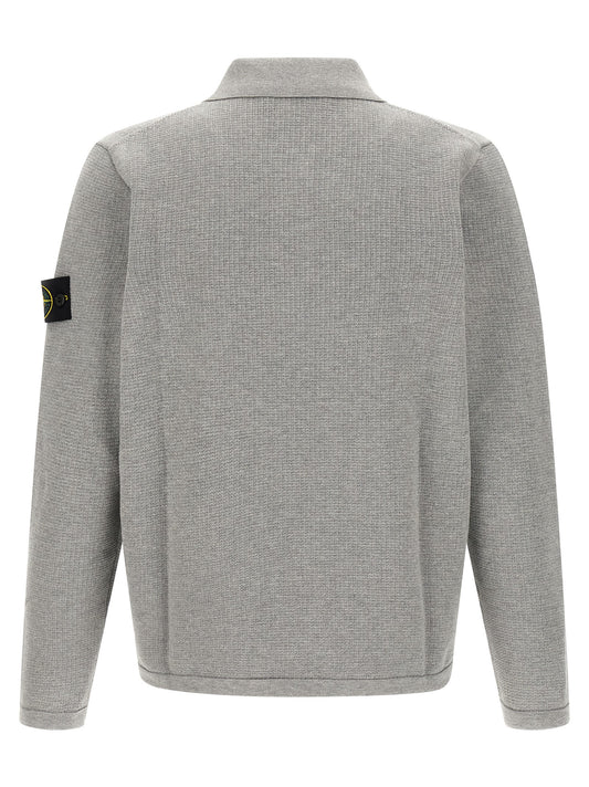 Stone Island Gray Cotton Polo Shirt