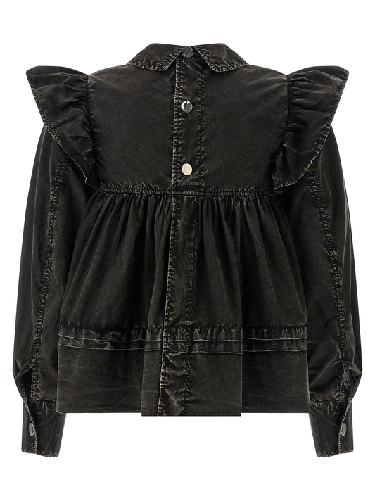 Ganni Black Organic Cotton Blouse