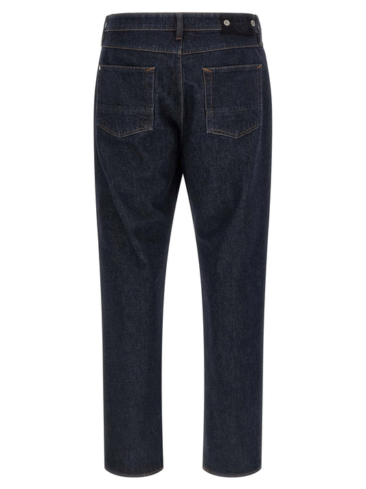 Stone Island Blue Cotton Straight-Leg Jeans