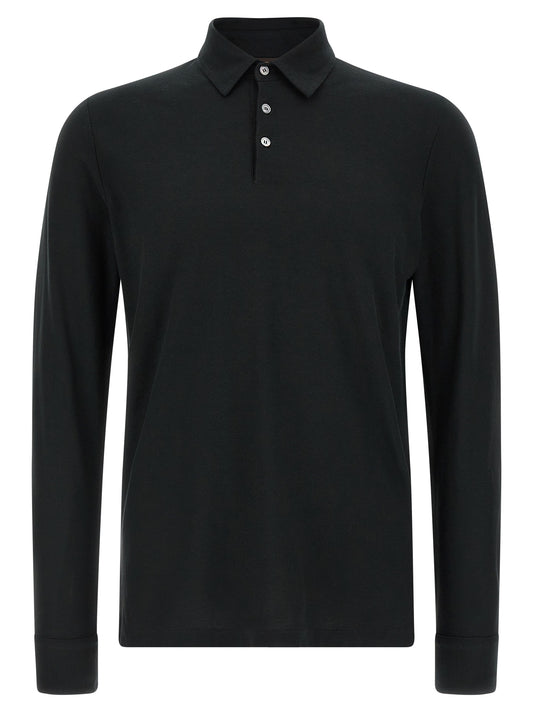 ZANONE Black Cotton Polo Shirt
