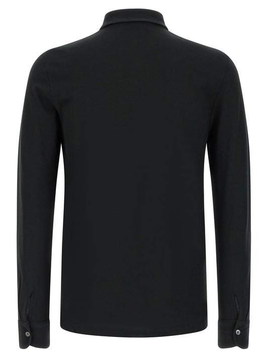 ZANONE Black Cotton Polo Shirt