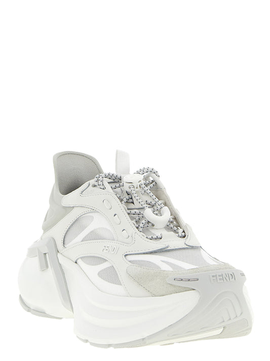 Fendi Gray Calfskin Athletic Sneakers
