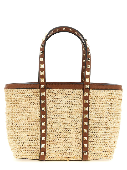 Valentino Garavani Beige Straw Tote Bag