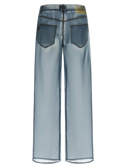Haikure Blue Silk Casual Pants
