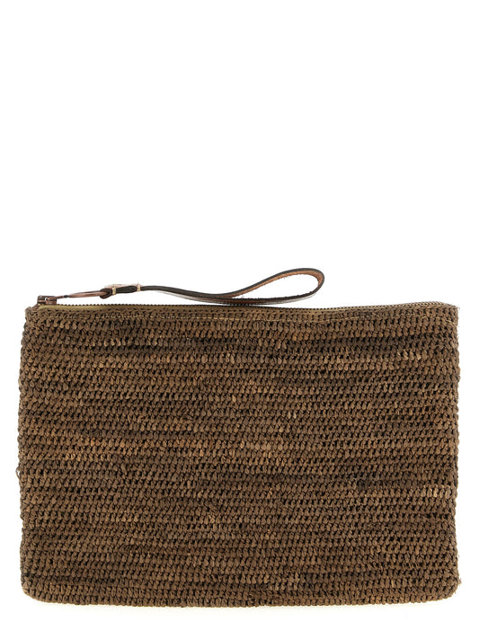 Ibeliv Brown Raffia Clutch Bag