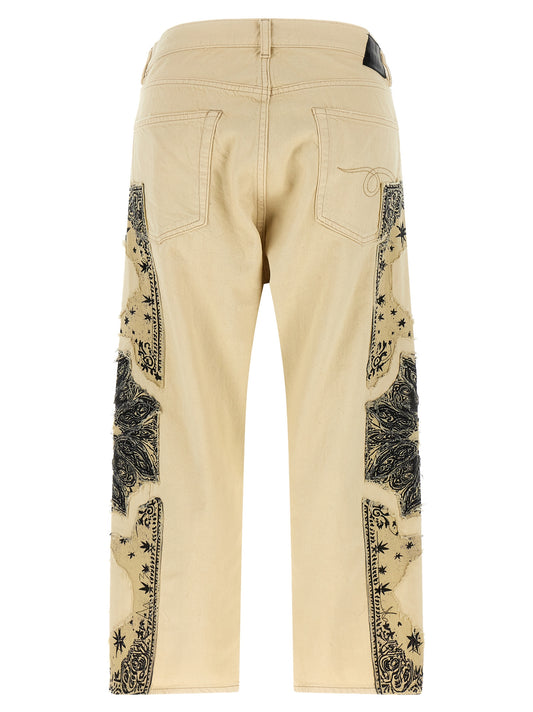 R13 Beige Cotton Straight-Leg Jeans