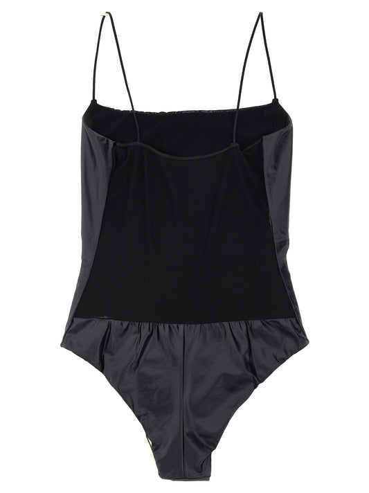 ALLIS Black Polyester One-Piece Swimsuit