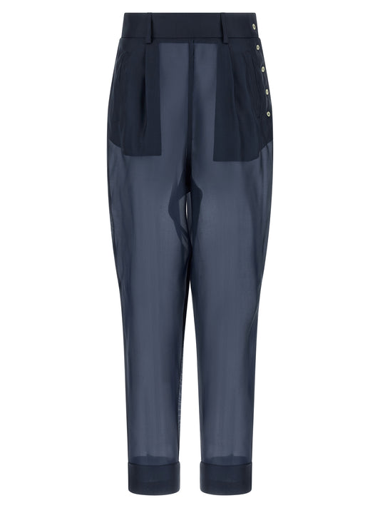 MAISON JEJIA Blue Silk Casual Pants
