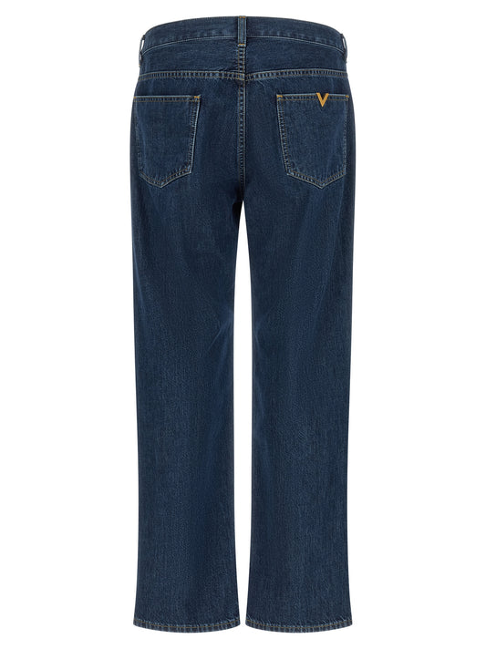 Valentino Garavani Blue Cotton Straight-Leg Jeans