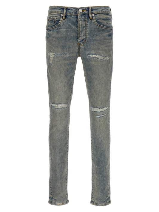 PURPLE Blue Cotton Slim Fit Jeans