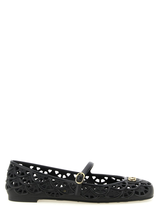 Valentino Garavani Black Polyvinyl Ballet Flats