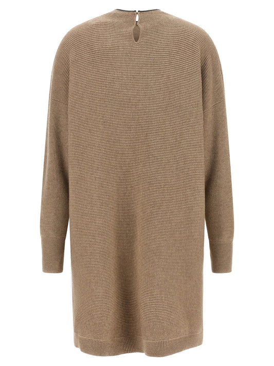 Brunello Cucinelli Beige Virgin Wool Short Dress