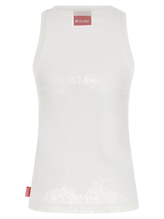 Diesel White Cotton Tank Tops
