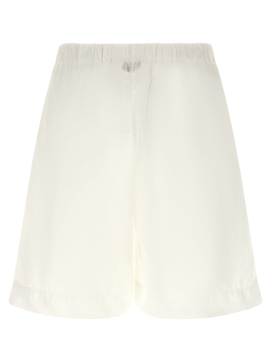 XACUS White Cotton Bermuda Shorts