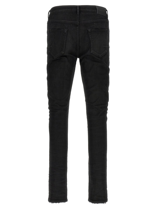 PURPLE Black Cotton Tapered Jeans