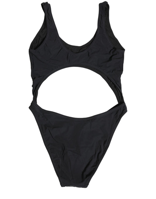 Dolce & Gabbana Black Cutout Logo One Piece Swimsuit Swimwear