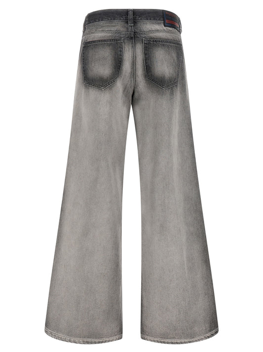 Diesel Gray Cotton Flared Jeans