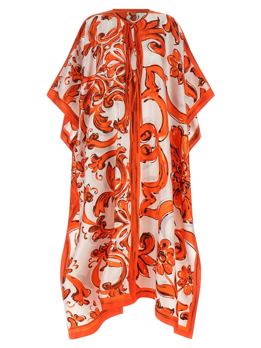 Dolce & Gabbana Orange Silk Long Dress