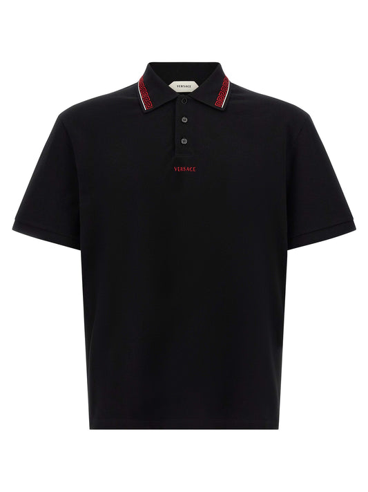 Versace Black Cotton Polo Shirt