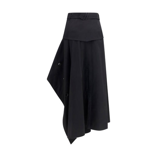 Burberry Black Cotton Long Skirt