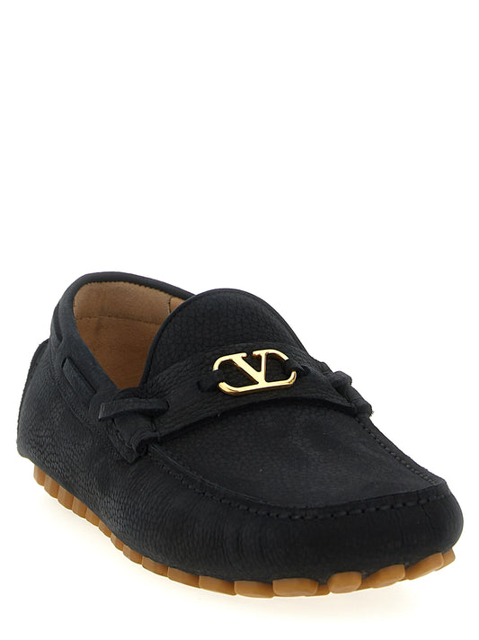 Valentino Garavani Black Calfskin Slip-On Loafers