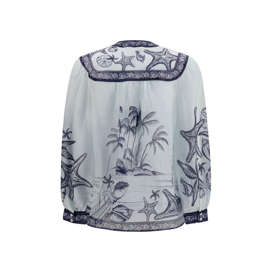FARM RIO White Ramie Blouse
