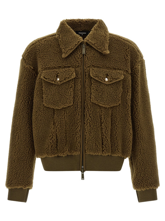 Dsquared² Brown Polyester Full-Length Jacket