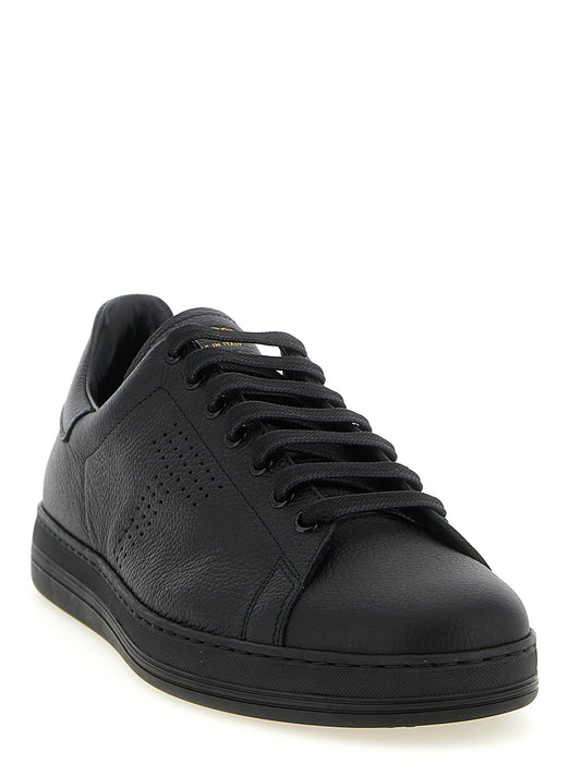 Tom Ford Black Leather Low Top Sneakers