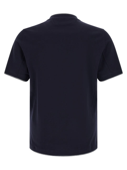 Brunello Cucinelli Blue Cotton T-Shirt