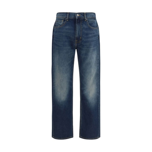 7FOR Blue Cotton Straight-Leg Jeans