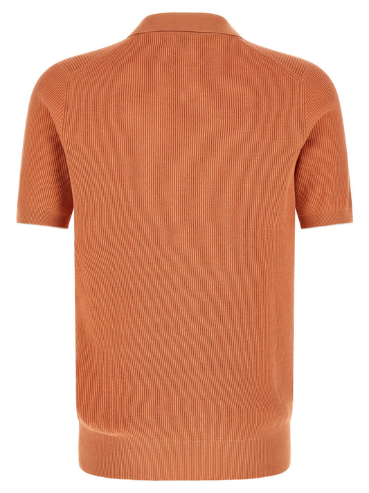 Brunello Cucinelli Orange Cotton Polo Shirt