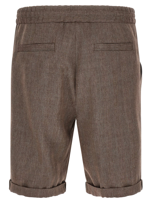 Brunello Cucinelli Brown Linen Bermuda Shorts