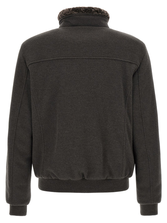 MooRER Brown Wool Bomber