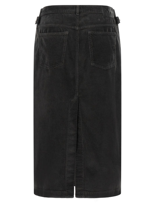 PINKO Black Cotton Midi Skirt