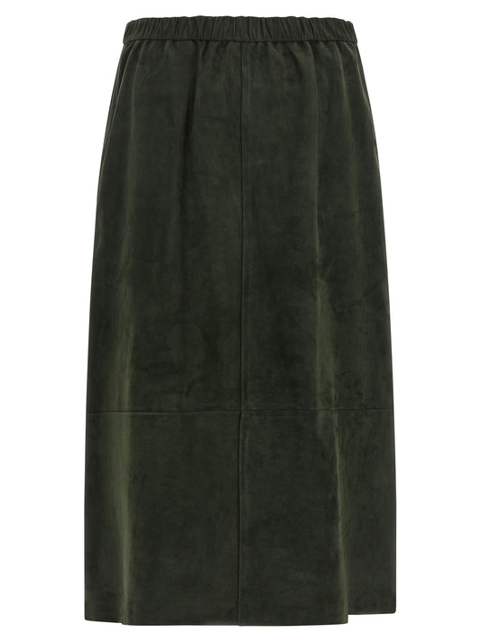 'S Max Mara Bicolor Lamb Leather Midi Skirt
