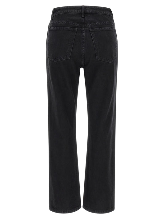 Khaite Black Cotton Flared Jeans