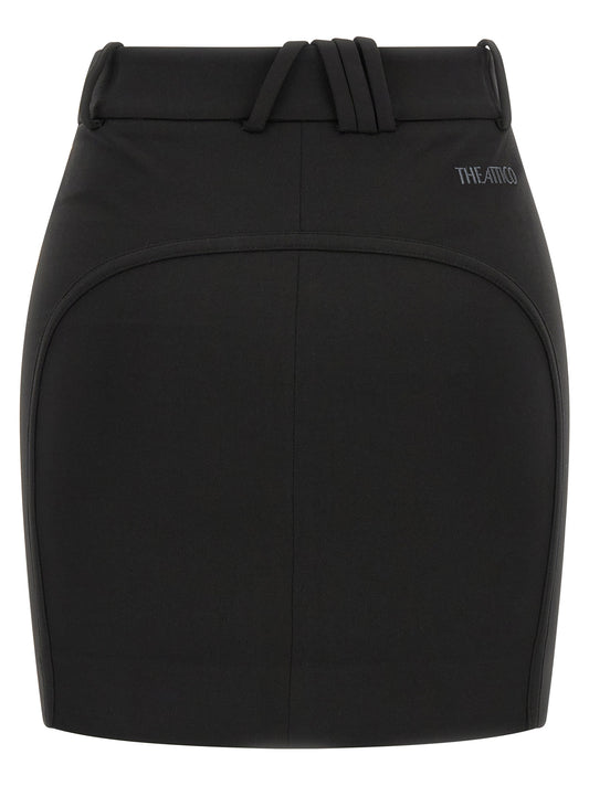 The Attico Black Viscose Long Skirt