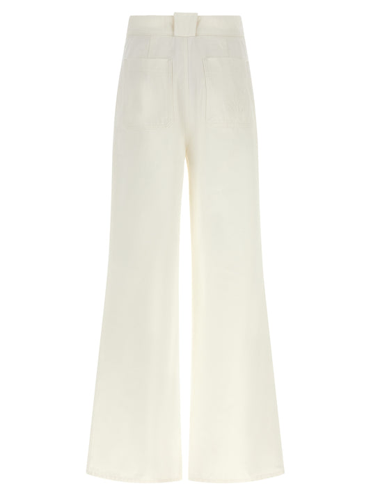 Max Mara White Cotton Flared Pants