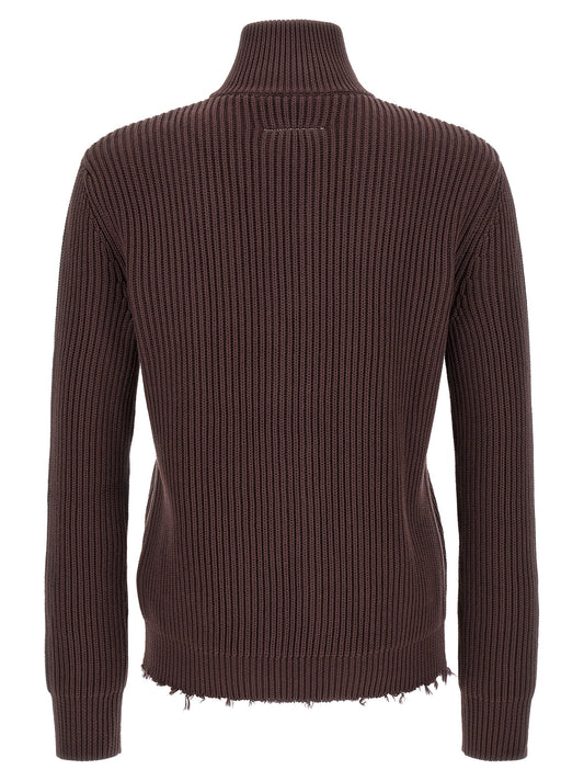 MM6 Maison Margiela Brown Cotton Cardigan