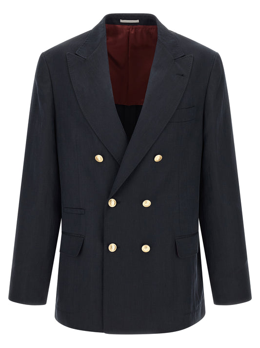 Brunello Cucinelli Blue Silk Blazer