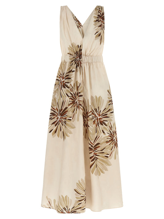 Brunello Cucinelli Beige Cotton Midi Dress