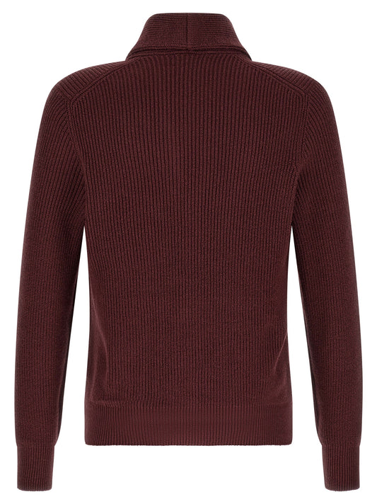 Brunello Cucinelli Bordeaux Cotton Cardigan