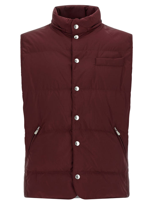 Brunello Cucinelli Bordeaux Polyester Sleeveless Jacket