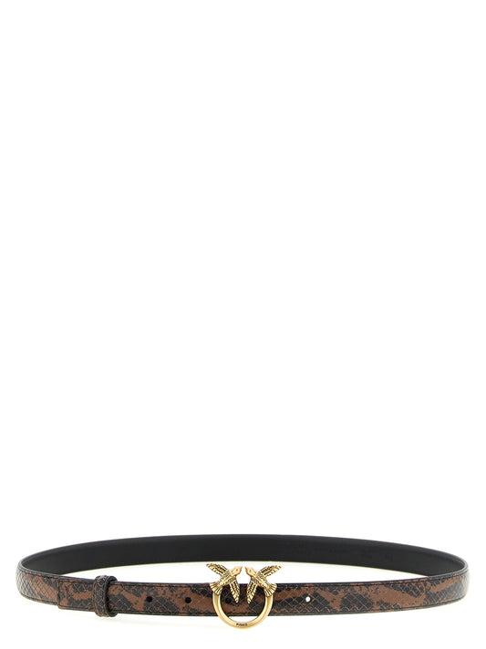 PINKO Brown Calfskin Thin Belt