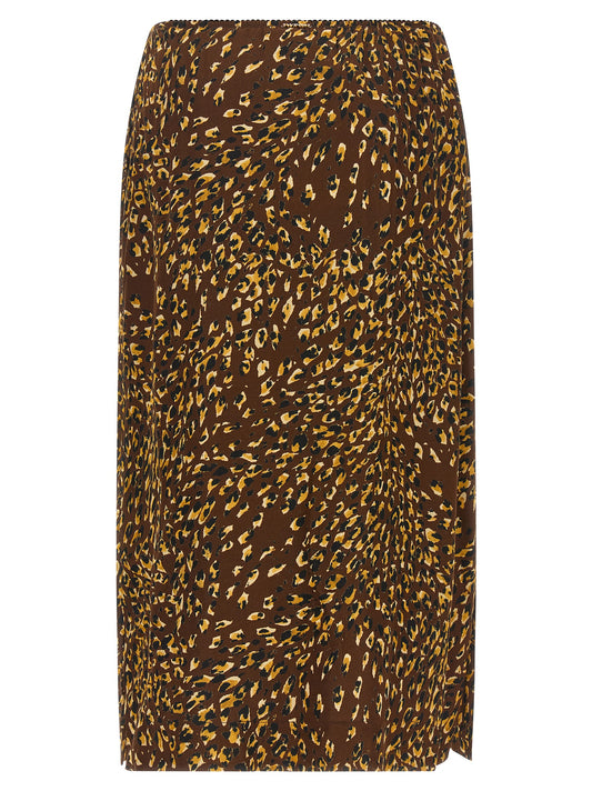 Twinset Brown Viscose Midi Skirt