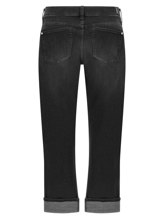 7 For All Mankind Black Cotton Relaxed Fit Jeans