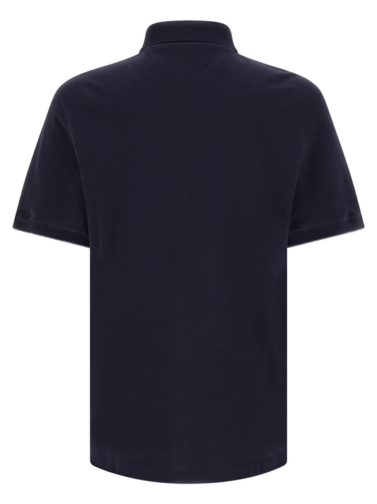 Brunello Cucinelli Blue Cotton Polo Shirt