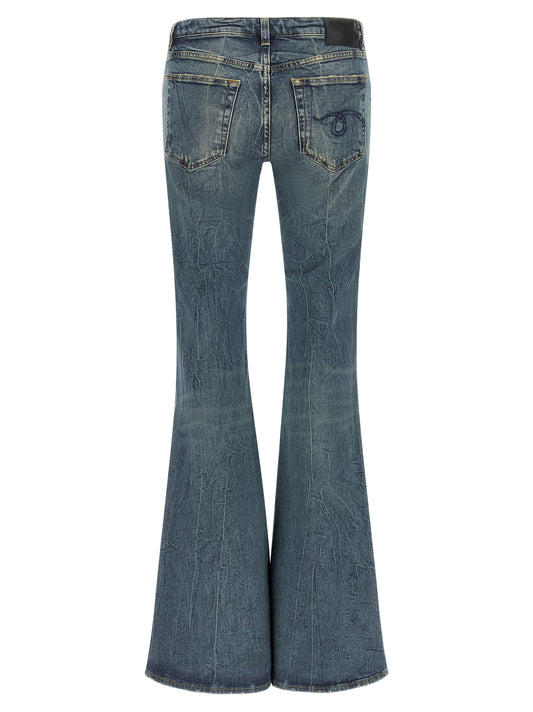 R13 Blue Cotton Flared Jeans