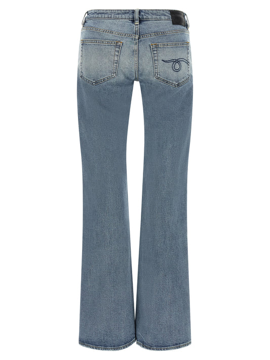 R13 Blue Cotton Flared Jeans