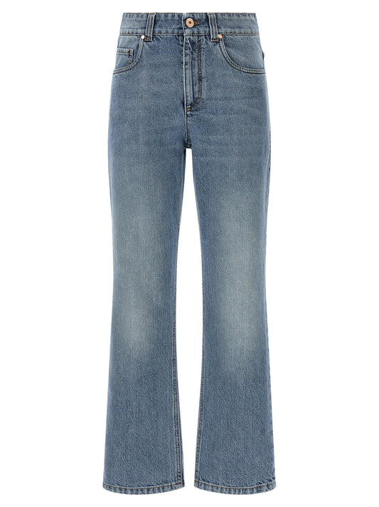 Brunello Cucinelli Blue Cotton Cropped Jeans
